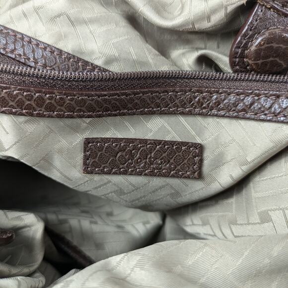 Cole Haan Brown Leather Purse Womens Drawstring Hobo Satchel Handbag Damaged - Picture 8 of 16